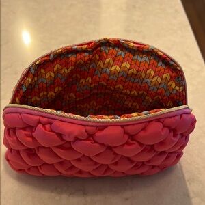 Benefit Pink Quilted Makeup Bag